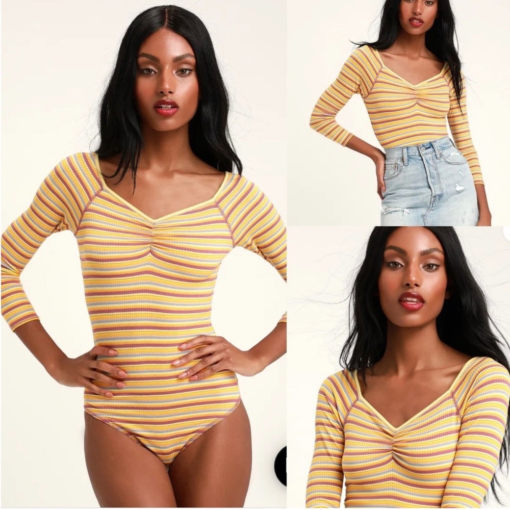 Free People Intimately Put A Stripe On It Longsleeve Bodysuit